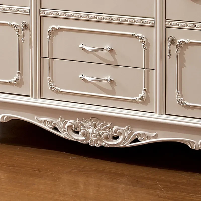 for European Light Luxury Solid Wood Wine Cabinet Side Cabinet Locker Three Door Wall Partition Cabinet Villa Living Room