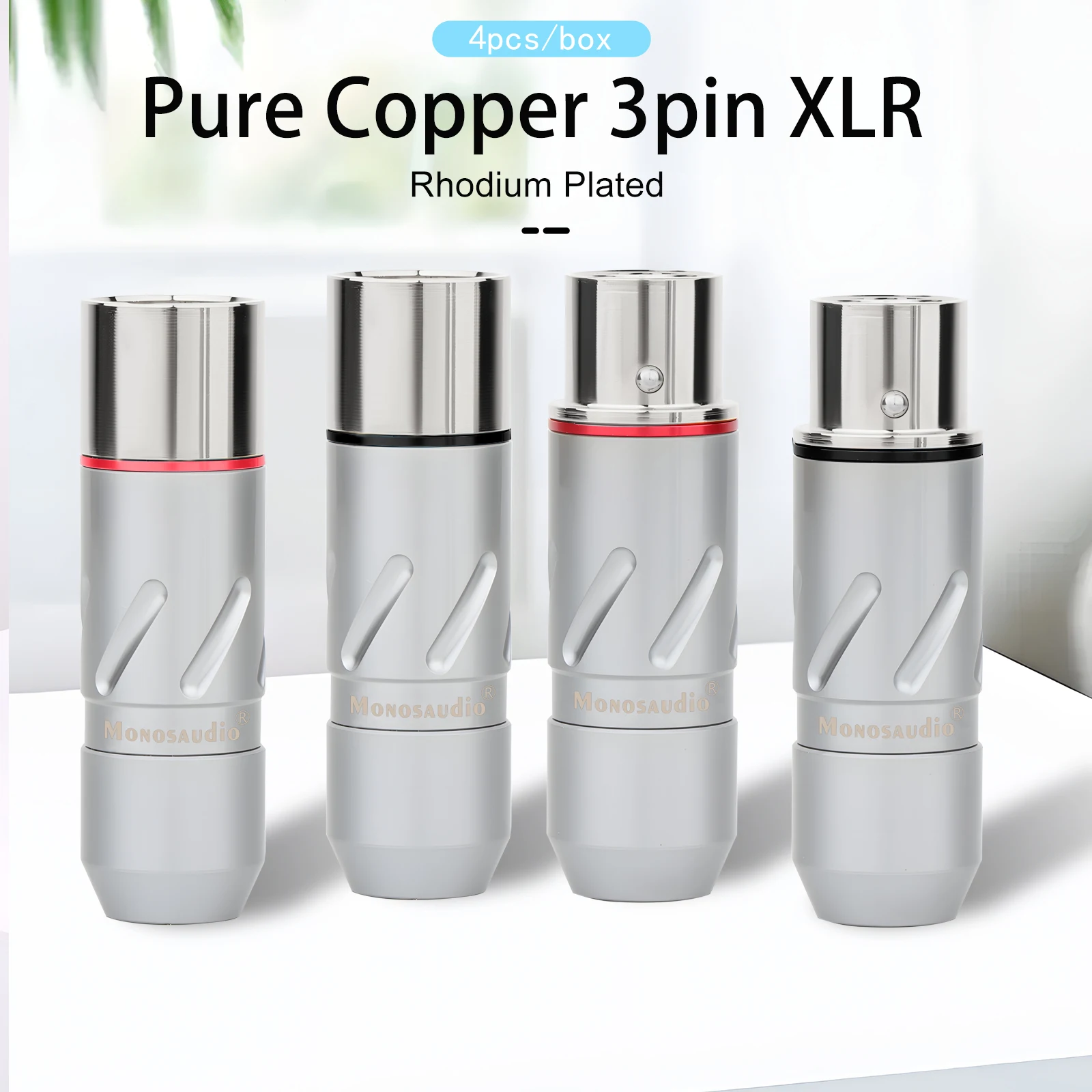 Monosaudio 99.998% pure copper XLR Connector Plug 24K 5U Gold plated Audio Cable Balance 3Pin Hifi Audio MIC Balance Connector