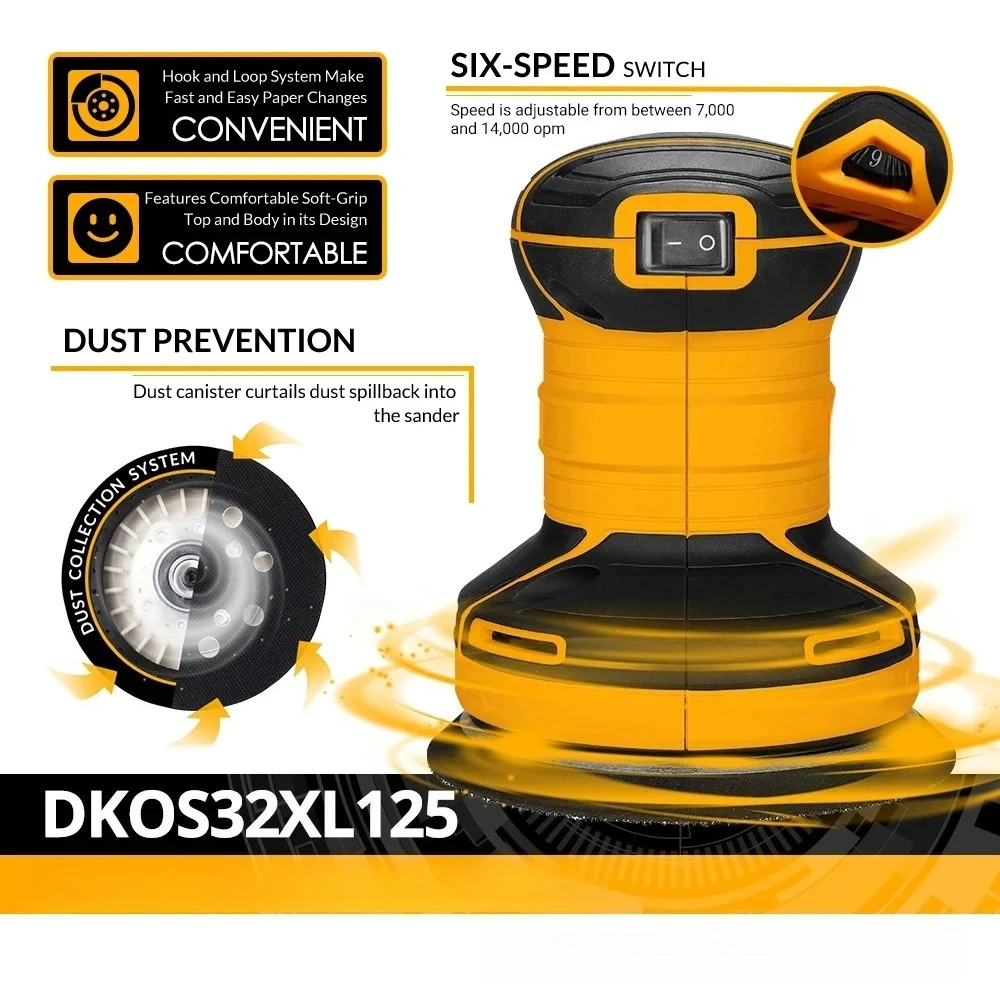 125 320W Speed 14000pm Random Orbit Sander  Home DIY Carpenter Strong Dust Collection Polisher