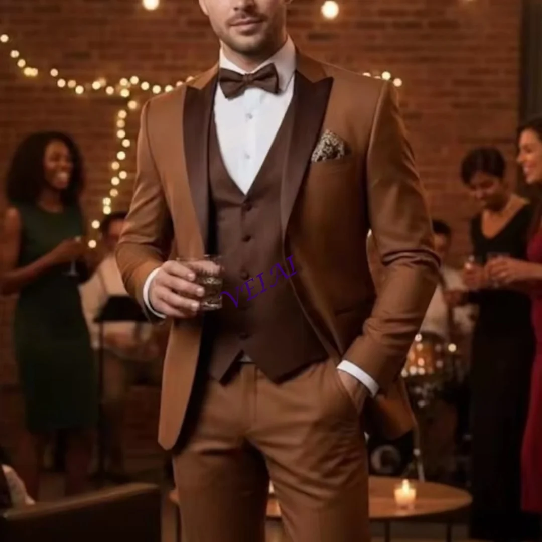 

Индивидуальный новый розовый и черный мужской костюм для свадебной вечеринки, формальный жених, жених, выпускного вечера, деловые мужские смокинги, комплект из 3 предметов, куртка, жилет Pa