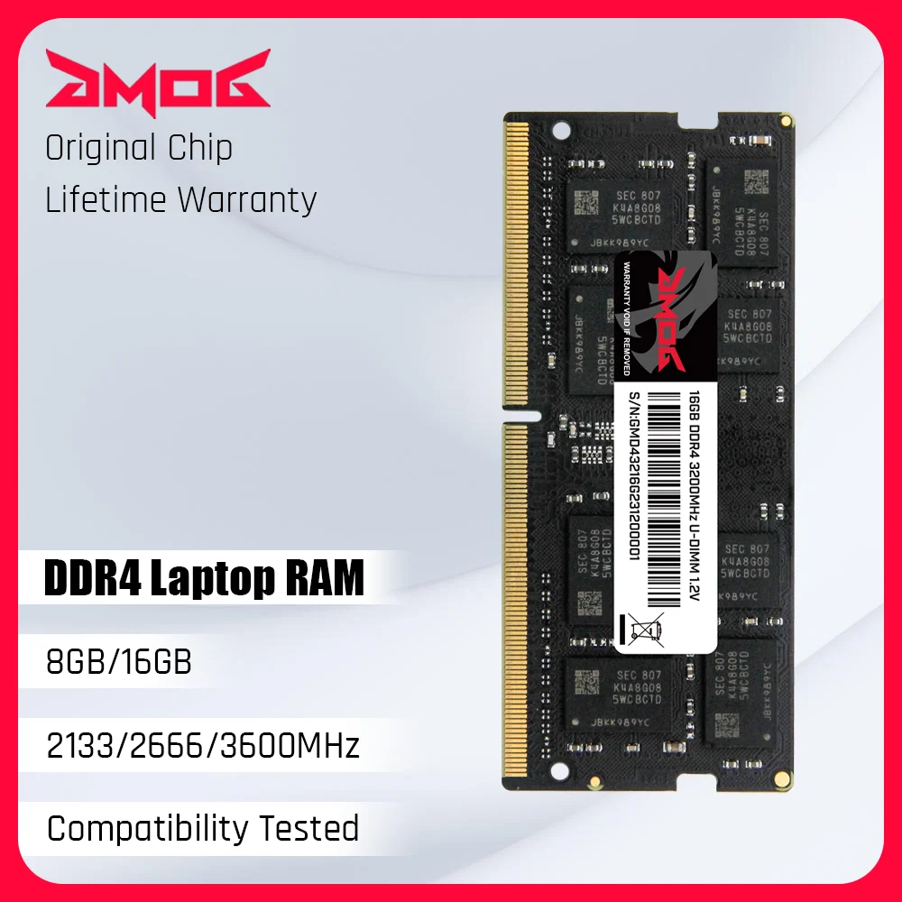 

GMOG DDR4 Memoria RAM for Laptop 8GB 16GB 2133MHz 2666MHz 3200MHz SO-DIMM Memory RAM Memoria RAM DDR4 1.2V Lifetime Warranty