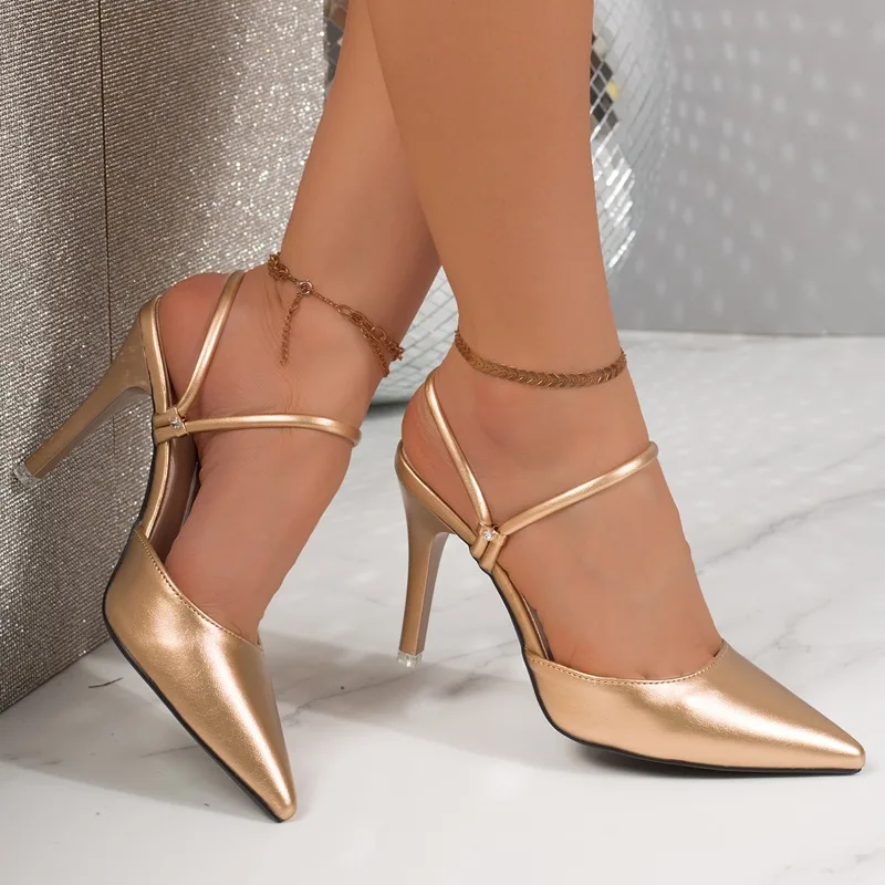 

New Women High Heel Sandals Summer Fashion Solid Pointed Toe Closed Toe Stiletto Female Shoes Comfort Outdoor Casual Sandals