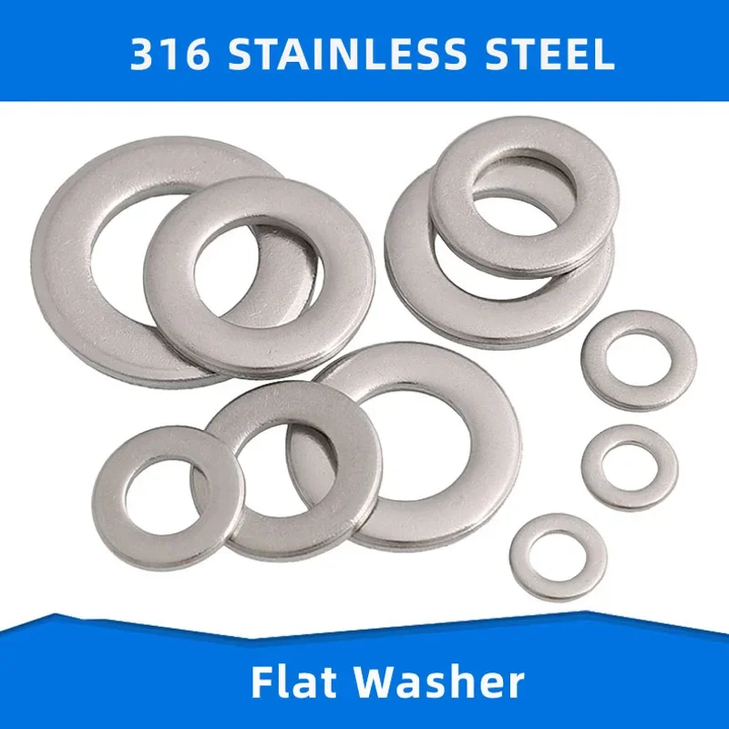 316 Stainless Steel lat Washer Plain Gasket Small Flat Washer Small Outer Diameter Ultra-thin Flat Washer M1.6~M36