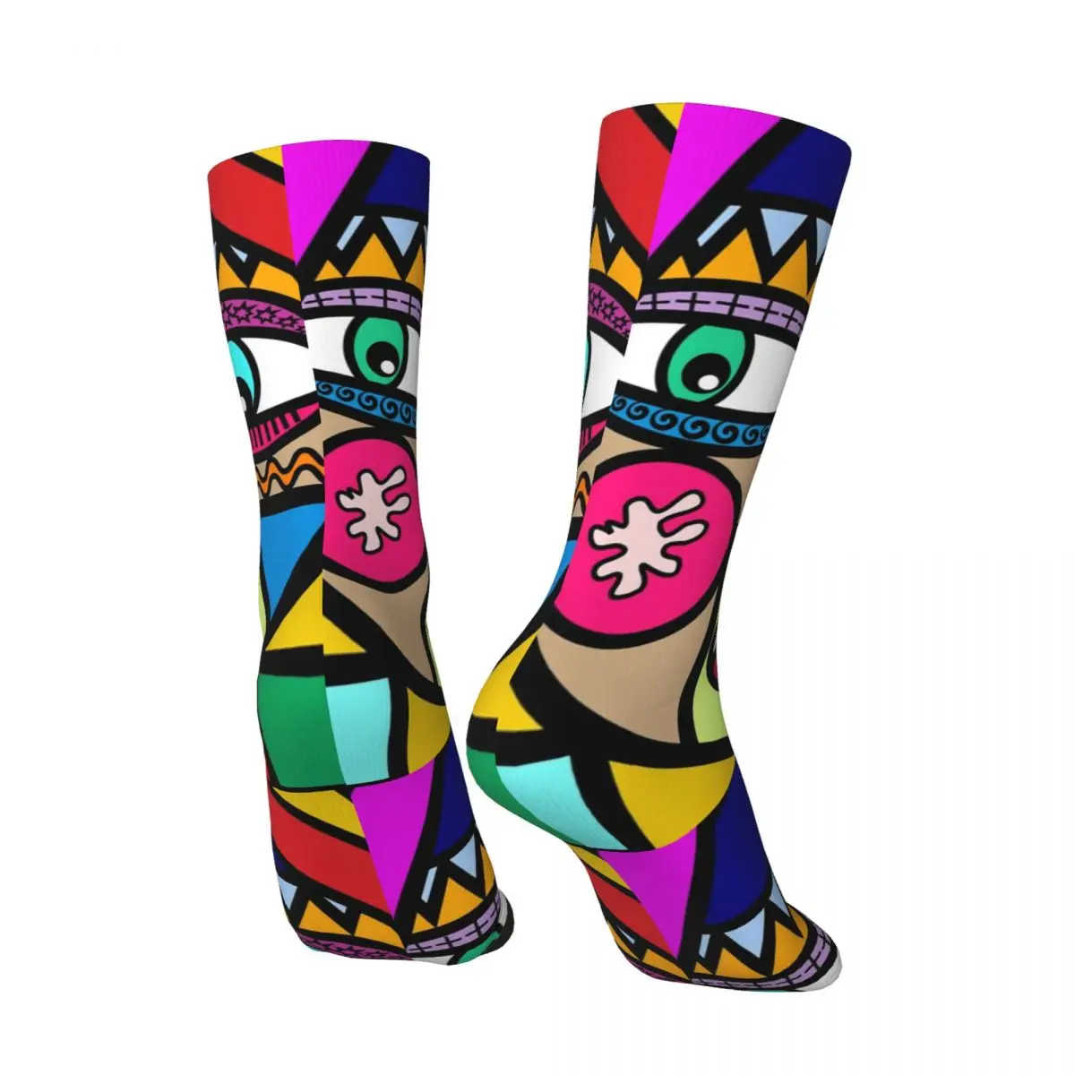 Hip Hop Retro Funky Abstract Girl Art Crazy Men's compression Socks Unisex Abstract face Street Style Seamless Crew Sock Boys