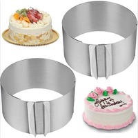 Adjustable Cake Ring Mold Stainless Steel Round Baking Ring Telescopic Mousse Cake Ring DIY Pastry Cooking Supplies Cake Tools