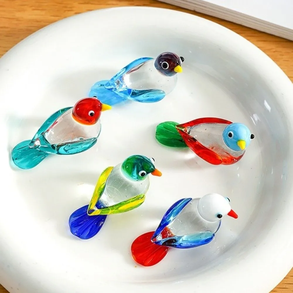 New Transparent Glass Bird Figurine Handmade Home Decoration Animal Statue Mini Decorative Figurine