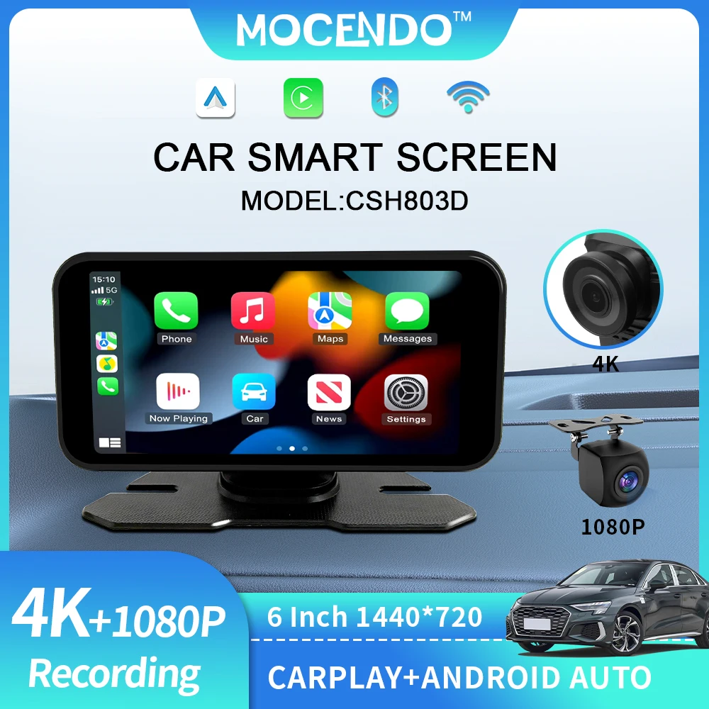 

6 Inch Touch Screen Universal Car Radio Multimedia GPS Navigation Wireless CarPlay Android Auto Bluetooth Music Player