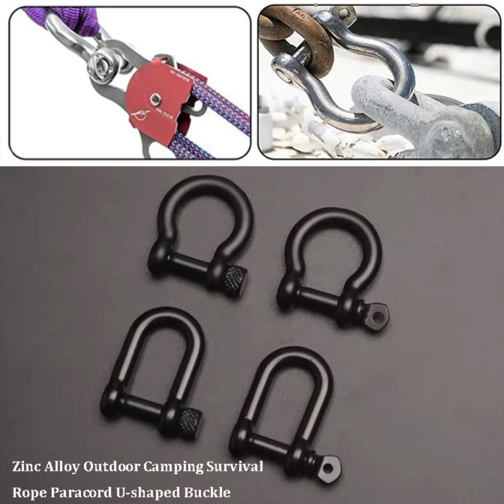 Zinc Alloy Outdoor Camping Survival Buckle Multistyles Silver Black Gold Rope Paracord Buckle U-shaped Buckle