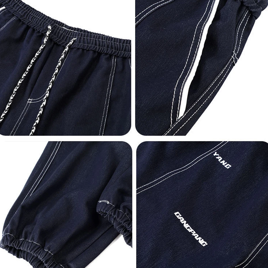 Celana Denim Ukuran Besar 10XL Pria Celana Jeans Jogger Fashion Kasual Desain Bordir Celana Denim Pria
