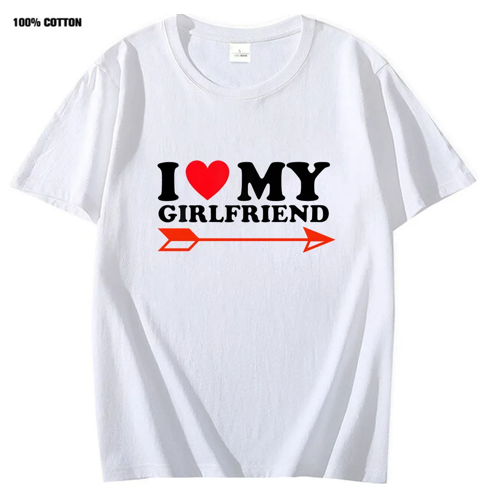 I Love My Girlfriend Tshirt Funny Valentine Red Heart Love Essential T-Shirts for Men Clothing Women Graphic T Shirts 100%Cotton