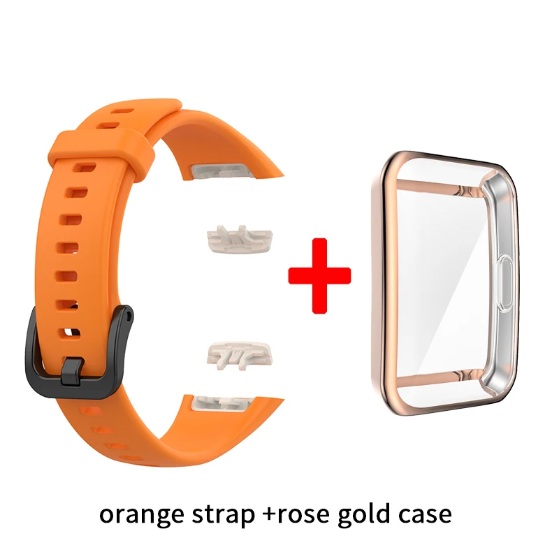 Silicone Strap for Huawei Band 6 Replacement Watch Strap for Honor Band 6 Strap with TPU Full Screen Protector Case Bracelet