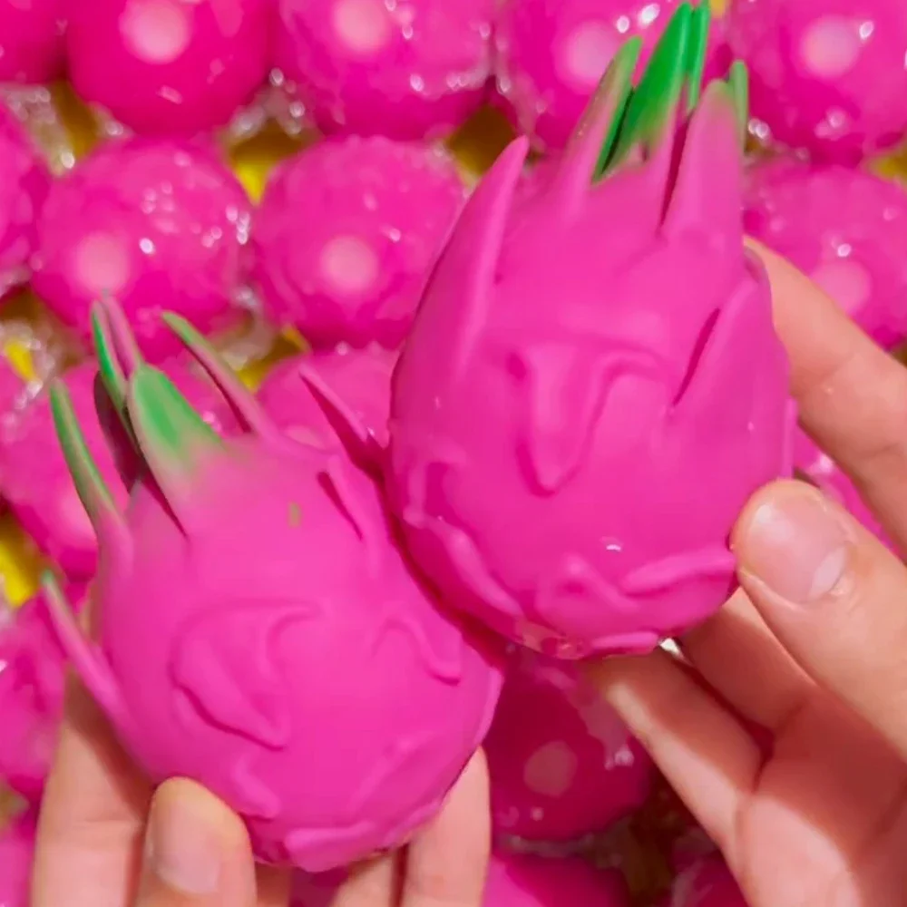 Handmade Dragon Fruit Stress Ball Fidget Toy Crunchy Squeeze Ball Round Blocks Filled ASMR Anti Stress Toys for Adults - view 6