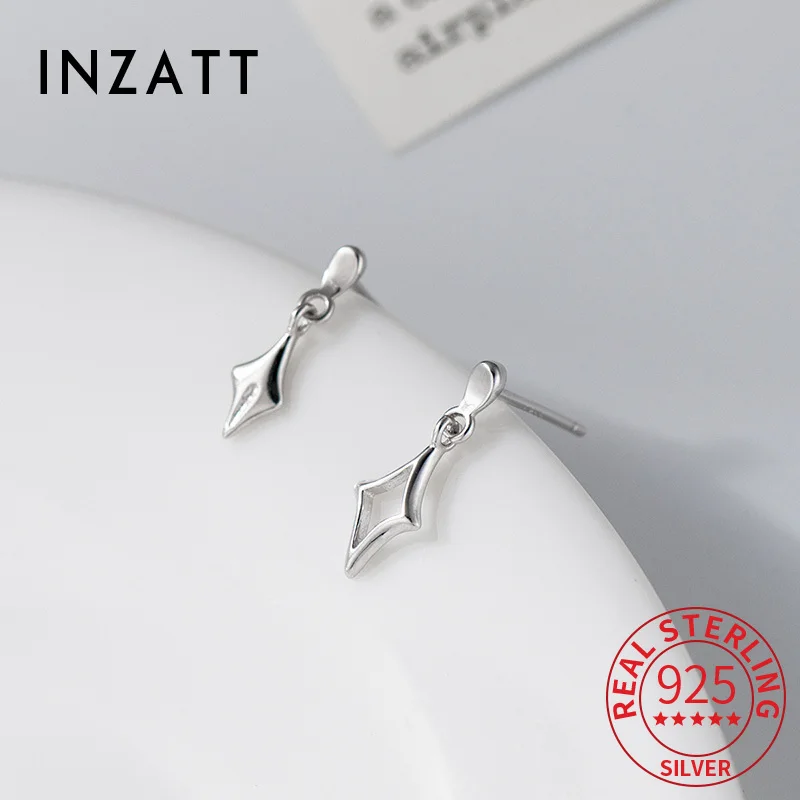 

INZATT Real 925 Sterling Silver Asymmetric Hollow Star Stud Earrings for Women Classic Fine Jewelry Minimalist Accessory