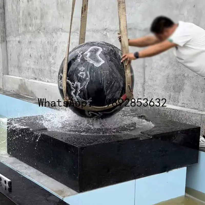 BJ   Outdoor Flowing Water Feng Shui Round Ball Courtyard Garden Villa Pool Landscape Rolling Modern Water Bowl