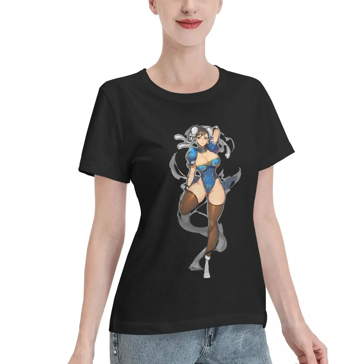 Bulk Wholesale Chun Li - Street Fighter Women's T-shirt Solid Color Aesthetic Women Top