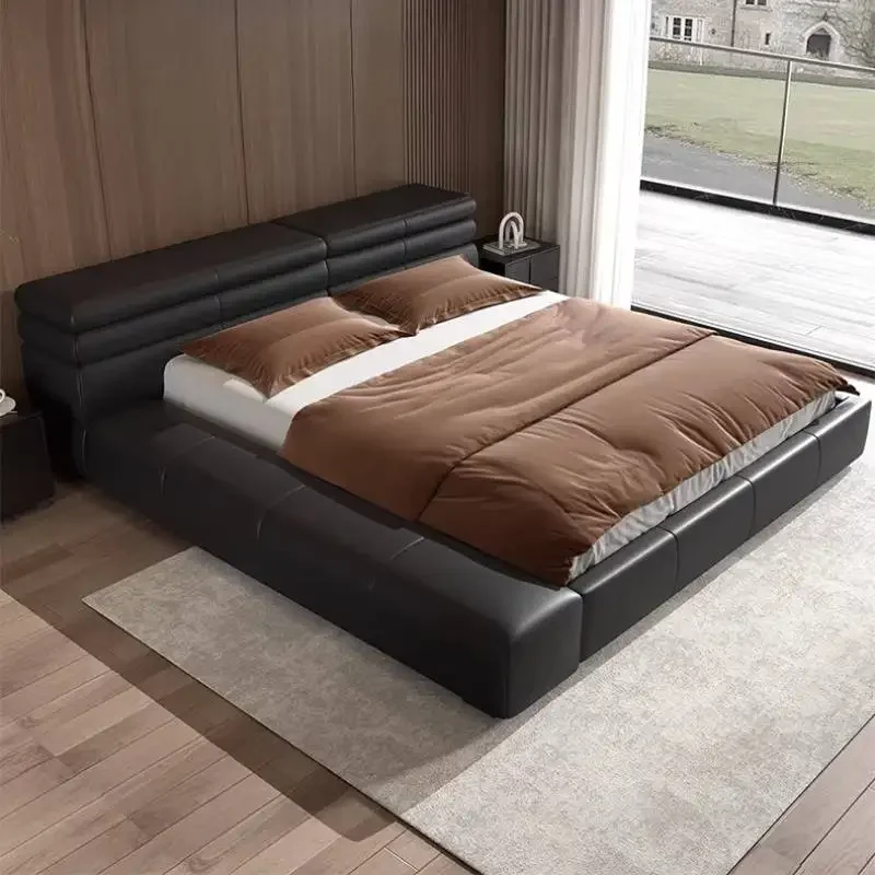 Modern Black Double Bed Decoration Girls Elegant Style Floating Double Bed Storage Modern Luxury Cama Casal Furniture For Home