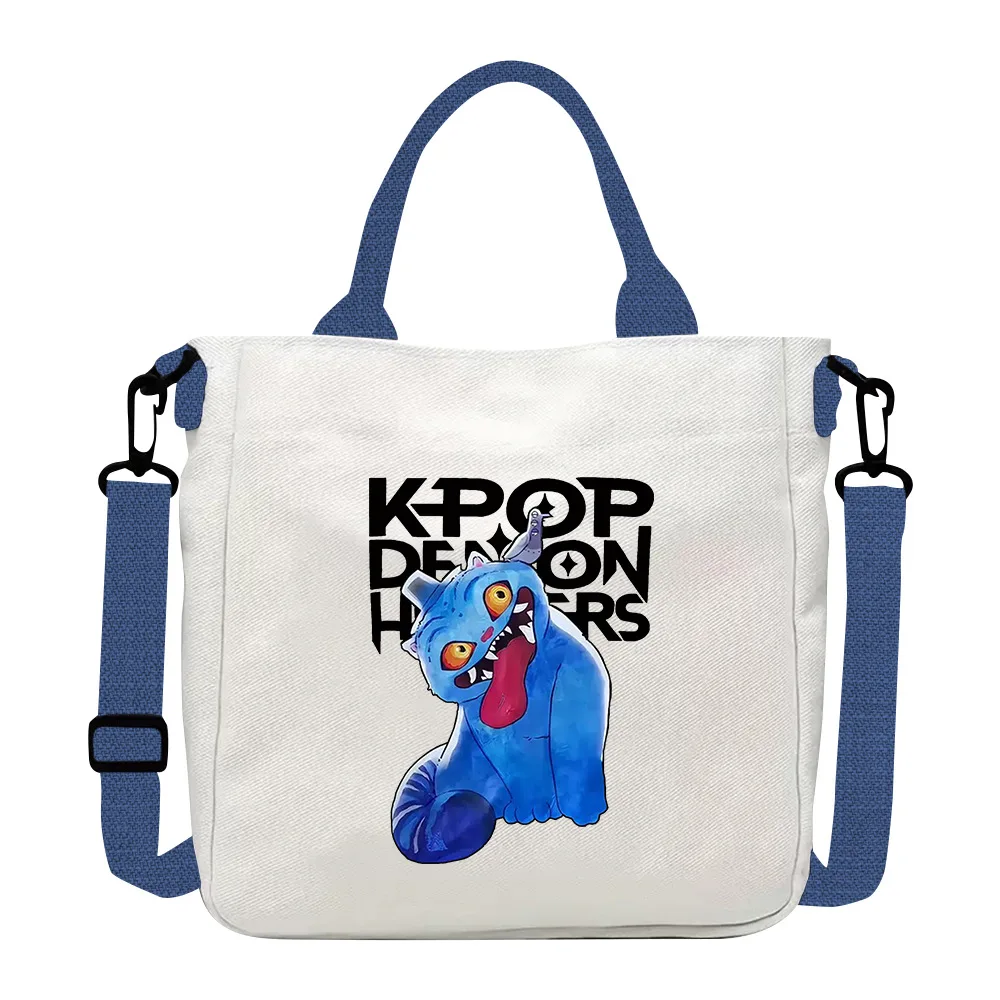 حقيبة كتف قماشية عصرية من K-pop Demon Hunters للبنين والبنات حقائب كروس أنيمي للطلاب حقيبة يد محتملة حقيبة حمل بسيطة #4