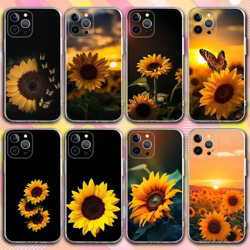 

Beautiful S-Sunflower Phone Case For iPhone 17,16,15,14,13,12,11 Pro,Max,Plus,X,XS,XR,SE4,E Mini Transparent Soft Cover