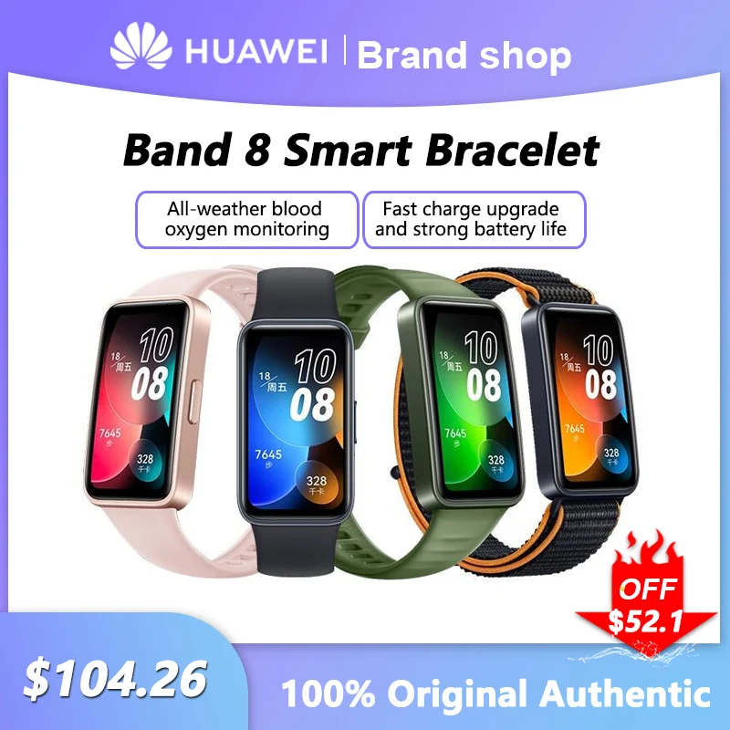 Original HUAWEI Band 8 Smart Bracelet All-day Blood Oxygen 1.47'' AMOLED Screen Heart Rate SmartWatch 2 Weeks Battery Life