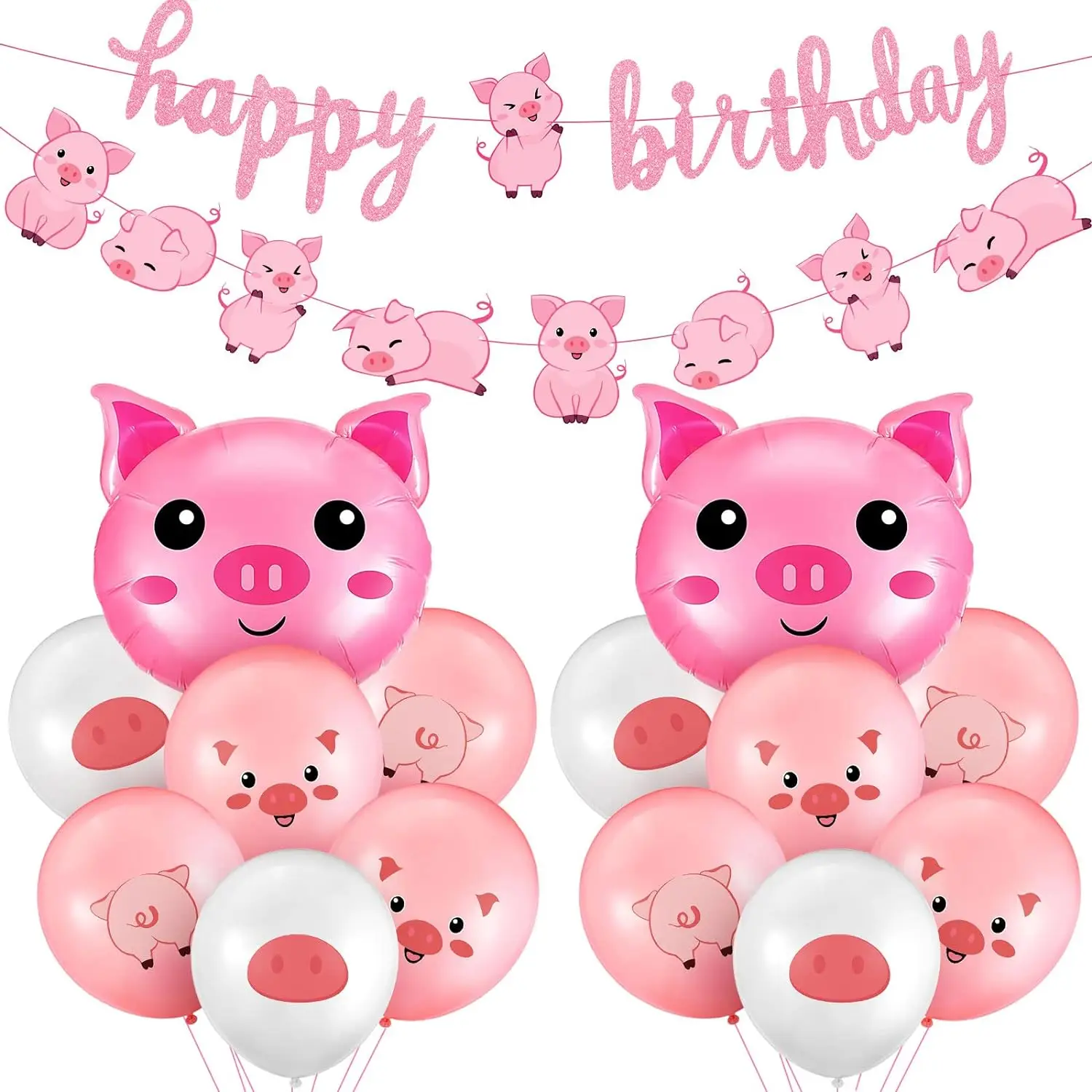 

Pig Birthday Party Decorations Pink Pig Farm Animal Birthday Banner Piggy Balloons for Piggy Baby Shower Decorations Pink Farm