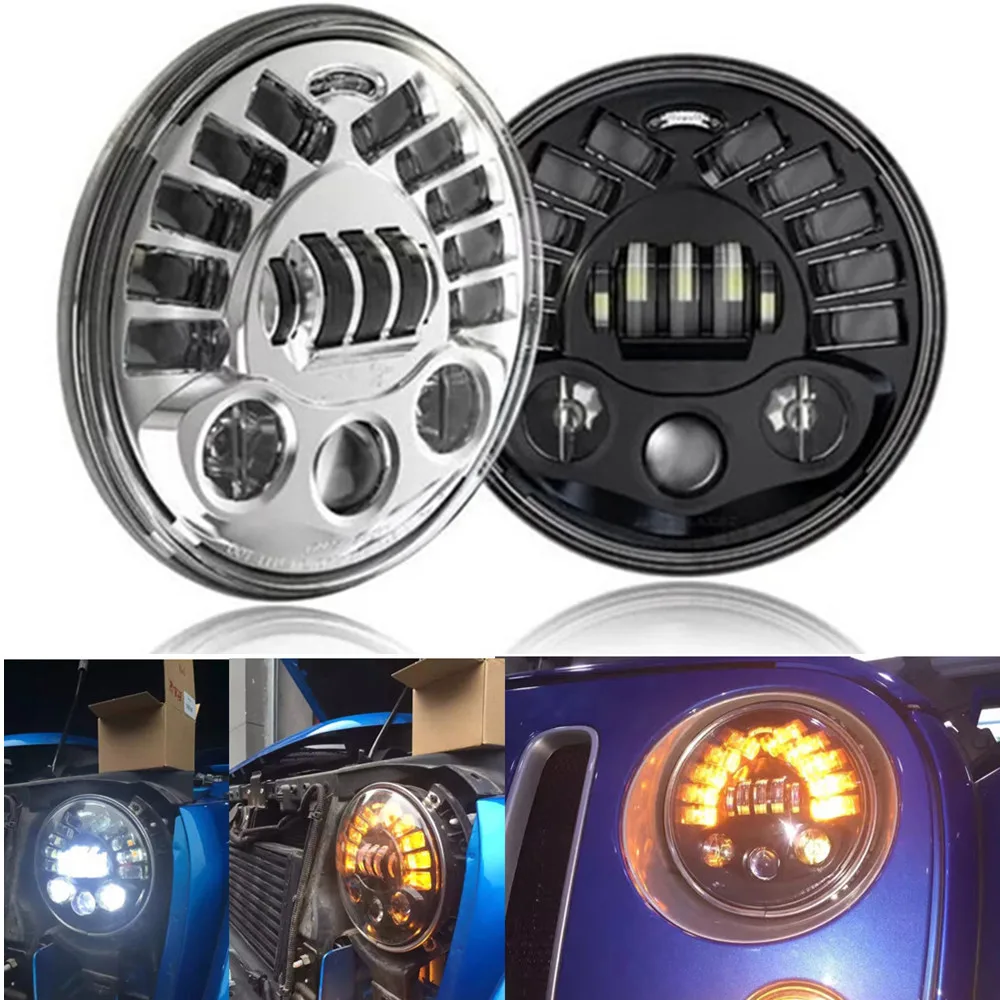 

2pc 130W 7" Headlamp For Niva Lada Offroad 4x4 UAZ 12V 24V 7 Inch LED Headlights DRL Turn Signal Lights Assembly