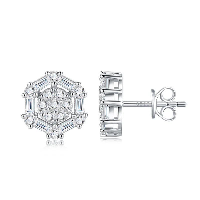 

ZFSILVER Fashion s925 Silver Luxury Moissanite Classic Trendy Design Round Earring Charms Women Accessories Jewelry Gifts E15951