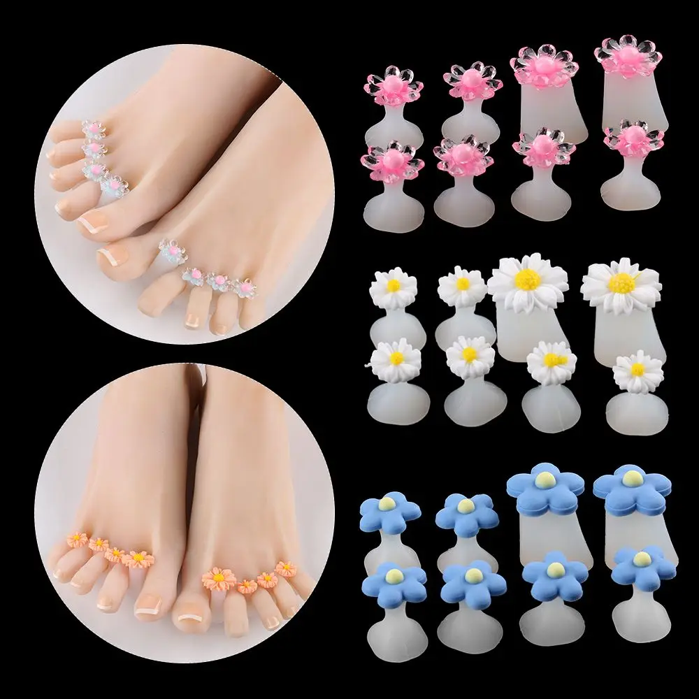 8 Pcs Foot Care Tools Comfortable Daisy Flower Toe Separator Toe Corrector Silicone Pedicure