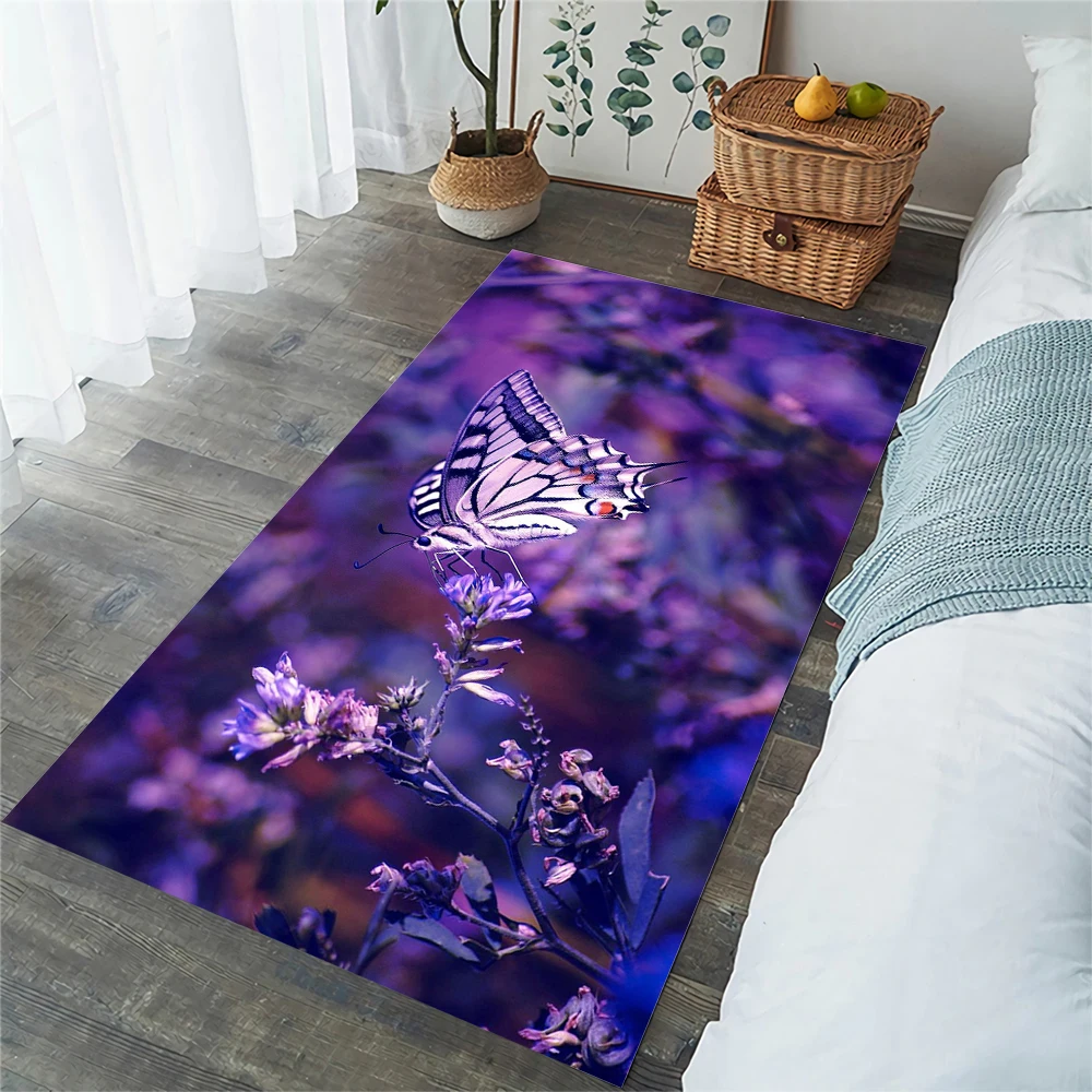 CLOOCL Fashion Carpets Fresh Flowers Butterfly Art 3D Printed Floor Mats Carpets for Living Room Area Rugs Non-slip Kitchen Mat