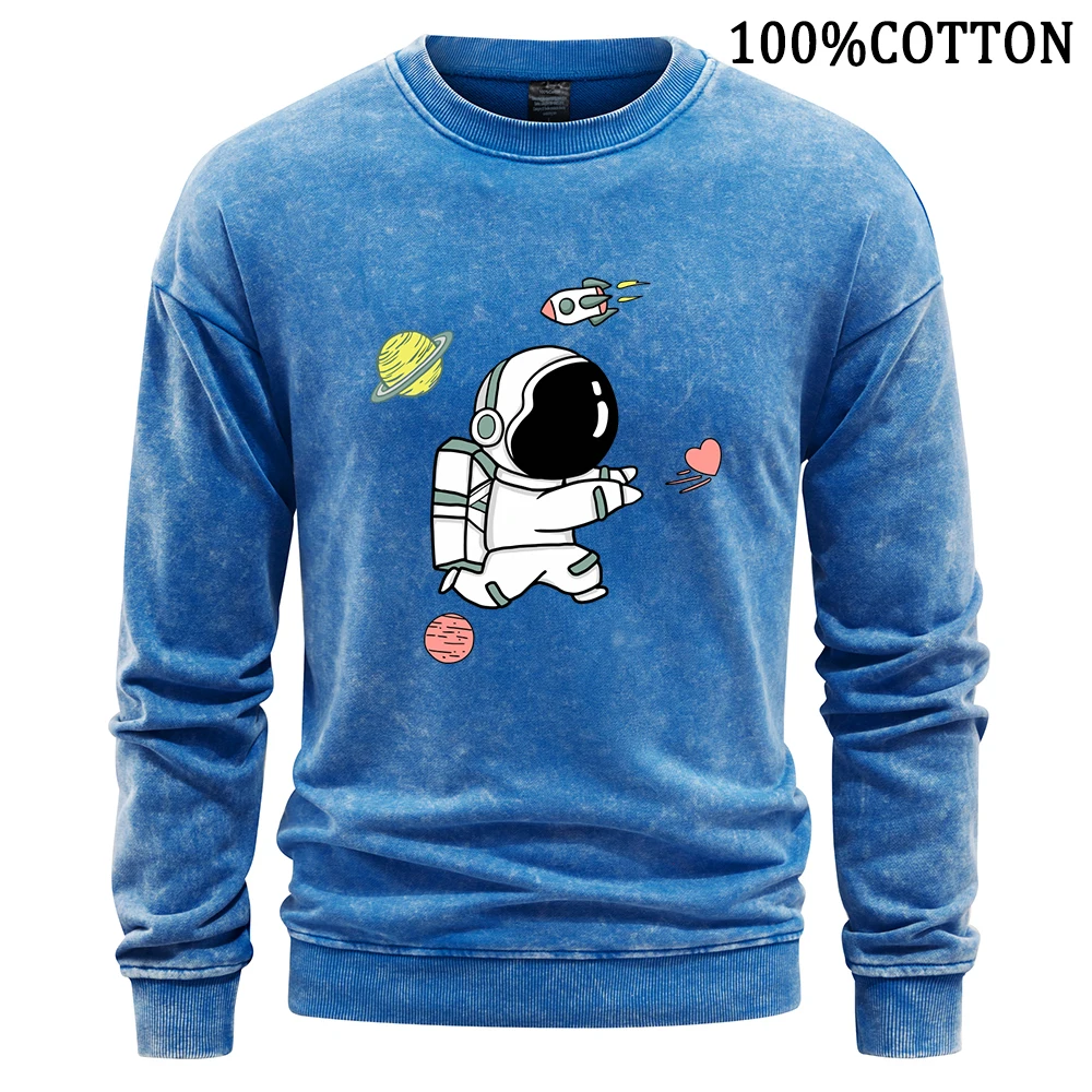 Sweat à capuche en coton de dessin animé AstronsomPlanet pour hommes, sweat à capuche vintage lavé, sweat à capuche doux et confortable, sweat à capuche chaud Street, PVD, Y