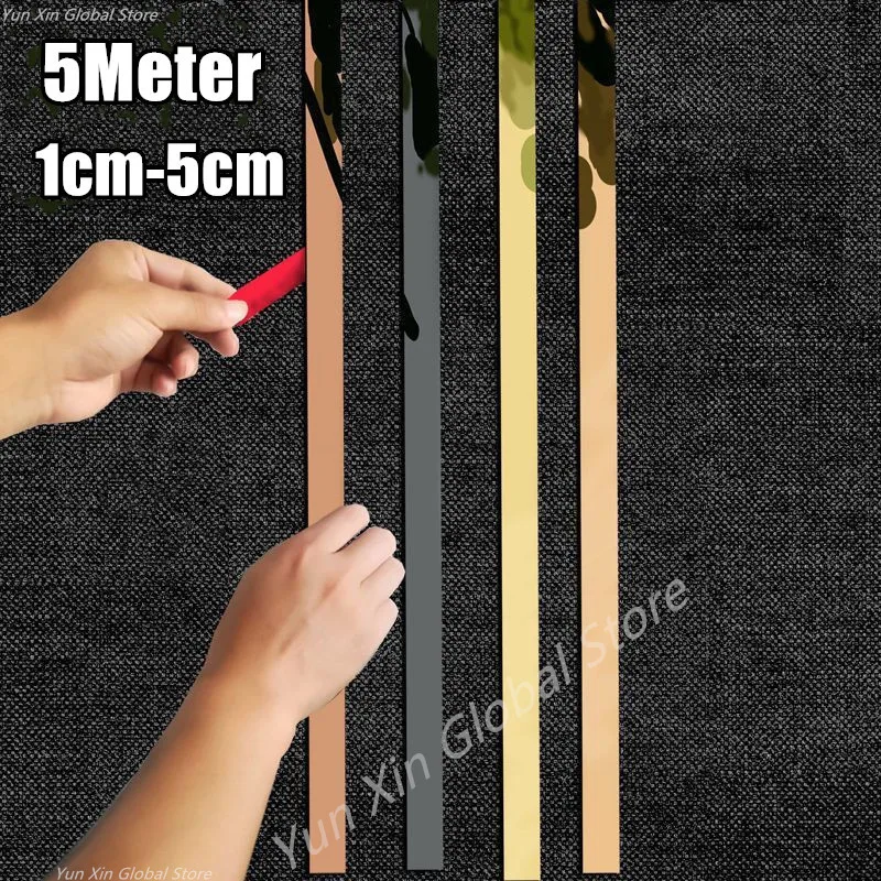 4-5cm Mirror Wall Sticke Gold Furniture Decor Strip Stainless Steel Ceramic Tile Sticker for Background Wall Ceiling Waist Line