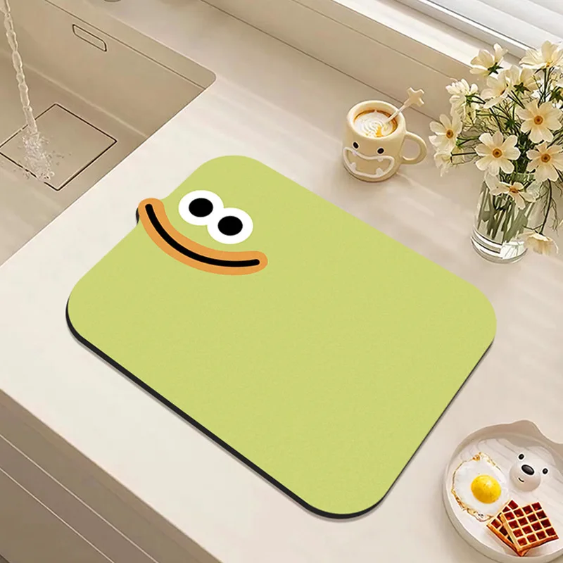

Cartoon Print Quick-dry Dish Drying Mat for Kitchen Counter Dishes Plate Glass Dry Draining Pad