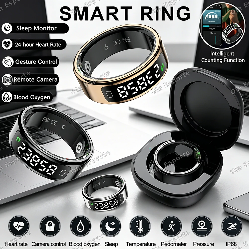 2026 New R11C Smart Ring Display Screen Gestures Brush Video Waterproof Remote Camera Pressure Monitor Count Smartring Men Women