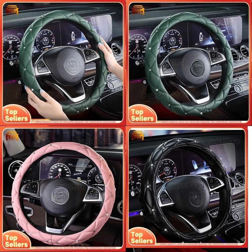 

2026 Universal Fit Diamond Quilted Steering Wheel Cover for Car Suitable for Various Models Winter Warm Anti Slip Luxury Design