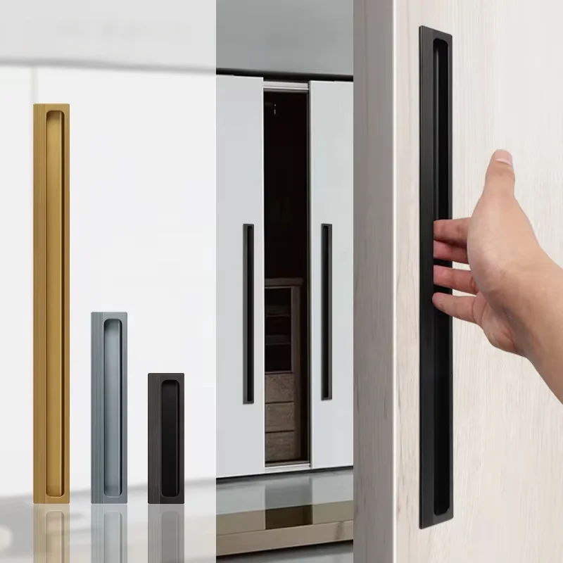 Cabinet Door Handle Hole-Free Built-in Button Hand Modern Simple Sliding Door Closet Handle Drawer Shoe Cabinet Hidden Handle