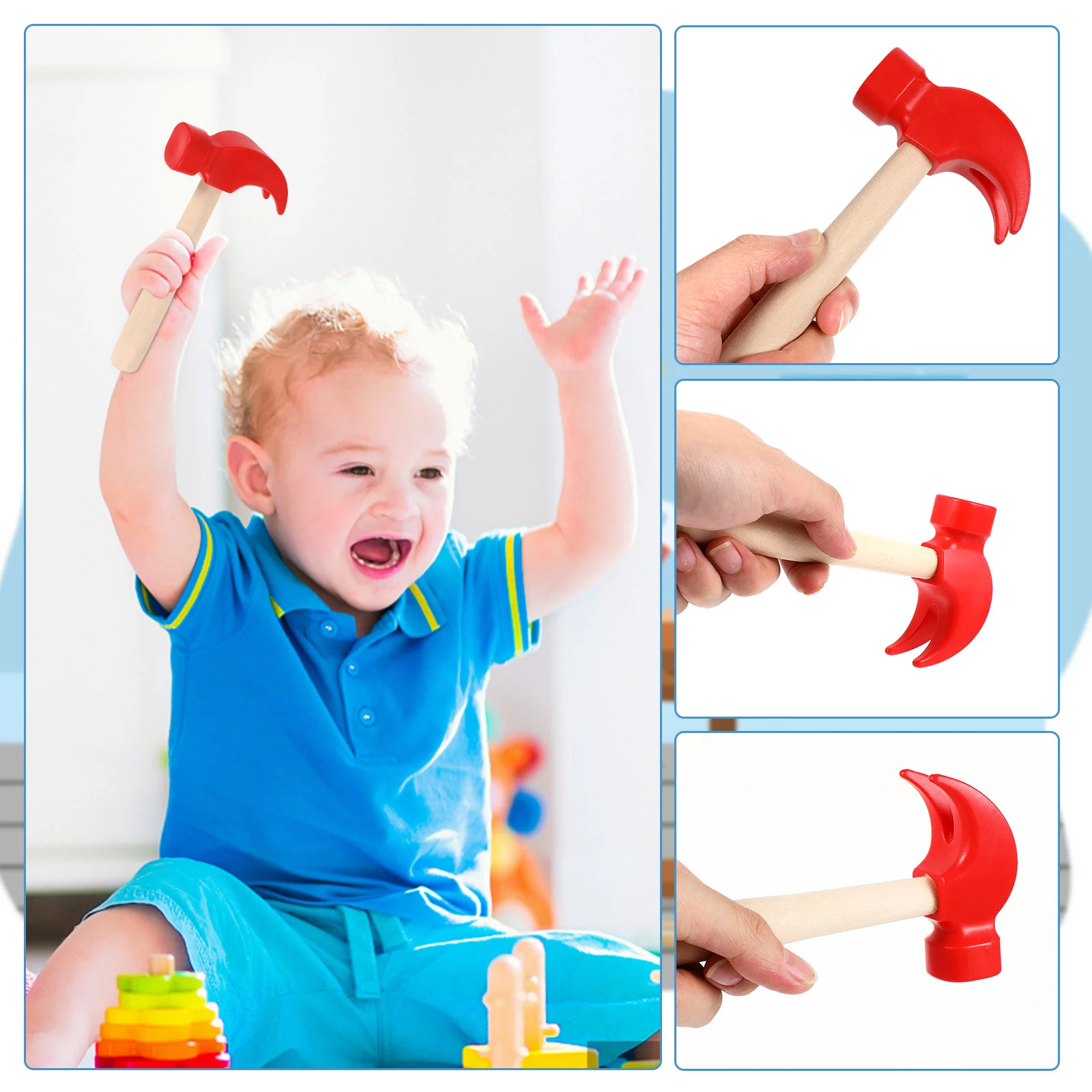 Simulated Small Wooden Hammer Toy Handled Hammers Baby Kids Educational Toys Infant Children for