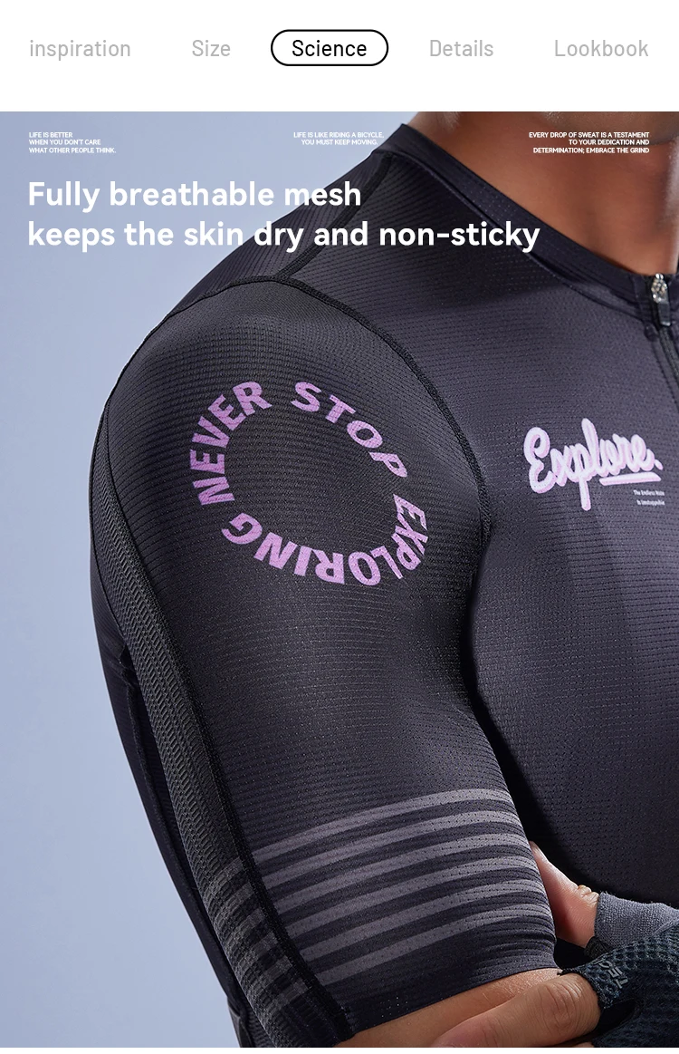 EVR Herren Sommer-Radtrikot Kurzarm-Rennrad-Oberteil Schnelltrocknendes MTB-Mountainbike-Shirt mit Taschen – Detail 6