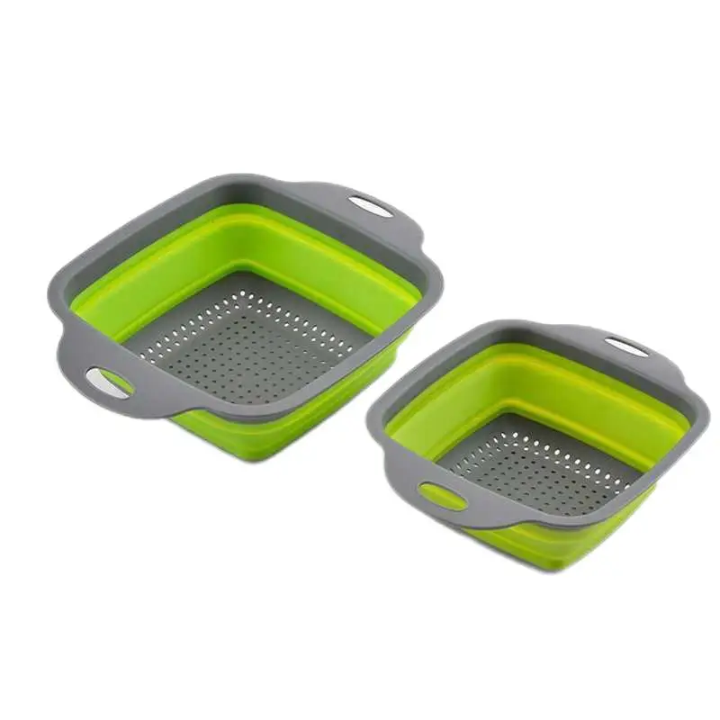 

Hot 100pcs Foldable Fruit Vegetable Washing Basket Strainer Portabl Food Grade Silicone Colander Collapsible Drainer