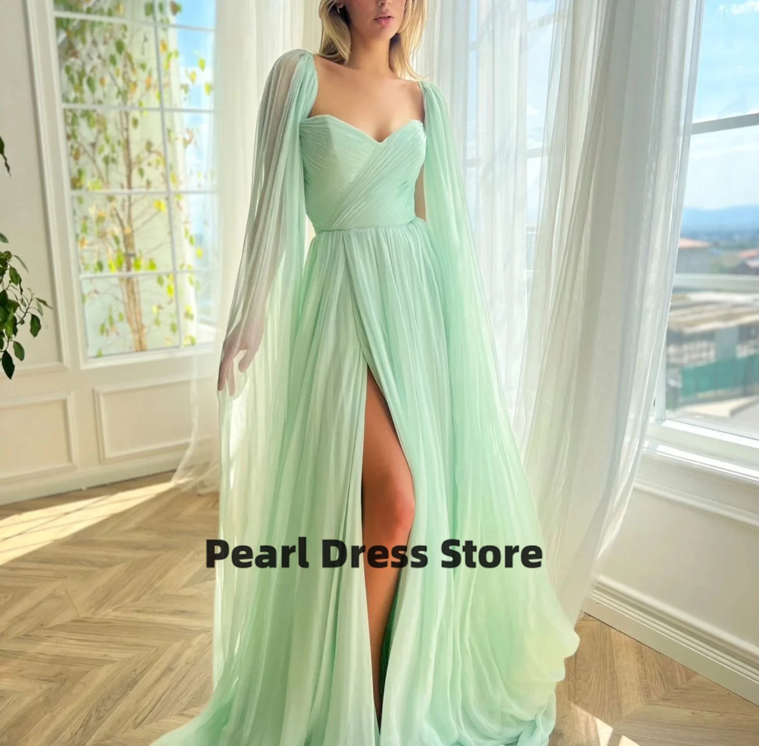 Ball Gown Cocktail of Dresses for Prom Shawl Woman Elegant Dress Es Mint Green Line A Women Evening Dress New in Dresses