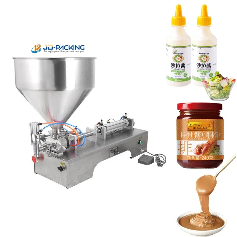 Semi Automatic Paste Honey Cream Sauce  Peanut Butter Syrup Glass Plastic Bottle Filling Machine