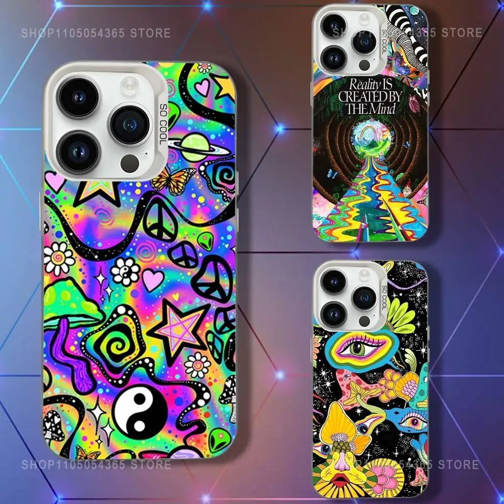 

Art Psychedelic Trippy Phone Case For iPhone 16,15,14,13,12,11,Pro,XS,Max,Plus,Mini,SE White Candy Matte Shockproof Cover