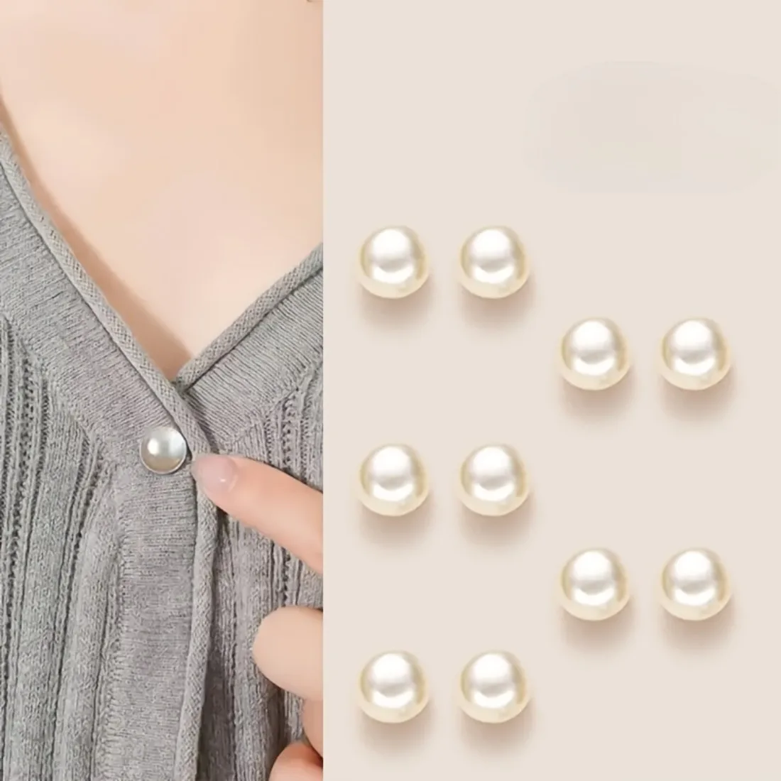 

9Pcs Pearl-Like Plastic Snap Buttons, No-Sew Adjustable Decorative Buttons, White/Beige/Black/Blue