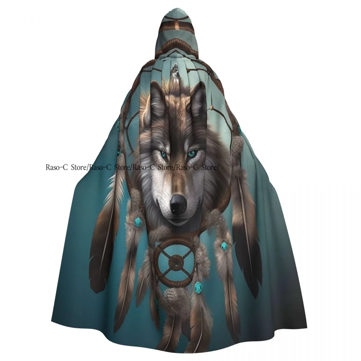 Unisex Adult 3d Wolf Dream Cloak with Hood Long Witch Costume Cosplay