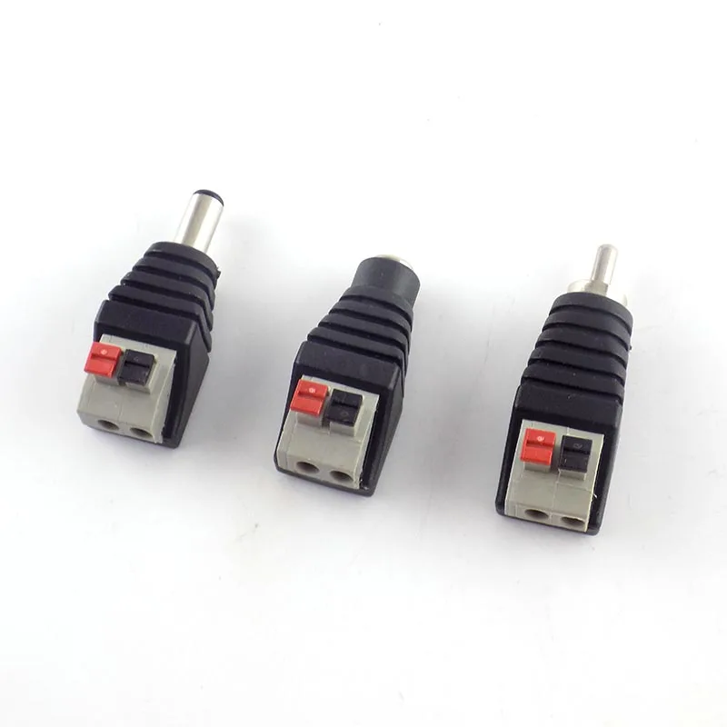 2Pcs DC Male Female Professional Jack Press Plug RCA Connector Cable Plug Adapter for Speaker CCTV Audio LED light C4
