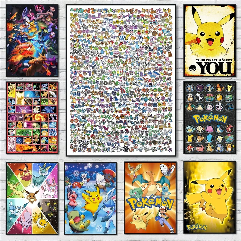 Japanese P-Pokemon Anime Pikachu HD POSTER Canvas HD Print Personalized Wall Art Custom Painting Small