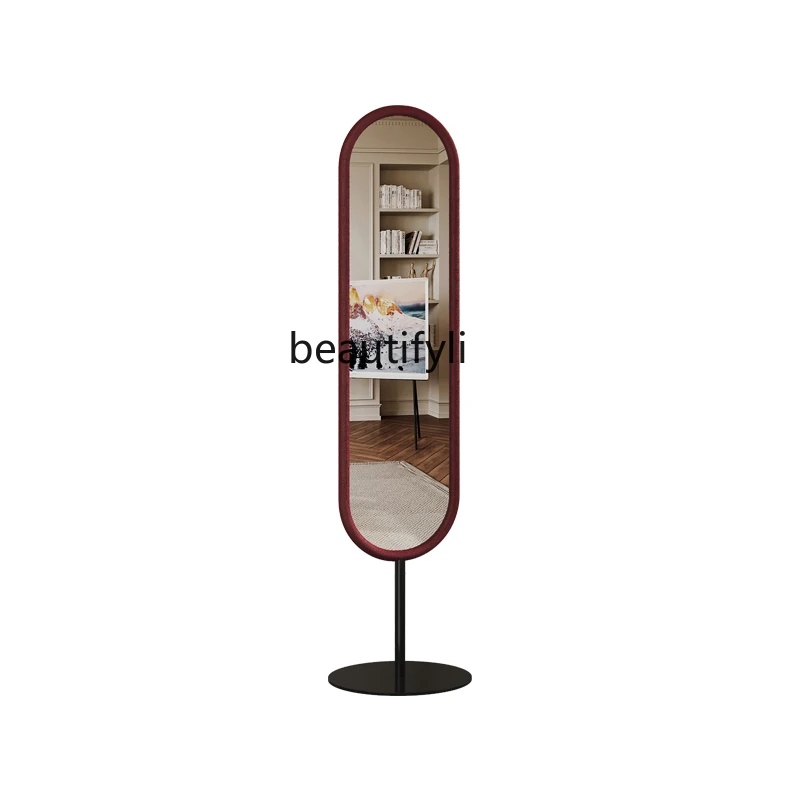 Apartment Mid-Ancient Red Velvet Bedroom Cloakroom Entrance Floor Full-Length Mirror Corner Full-Length Mirror