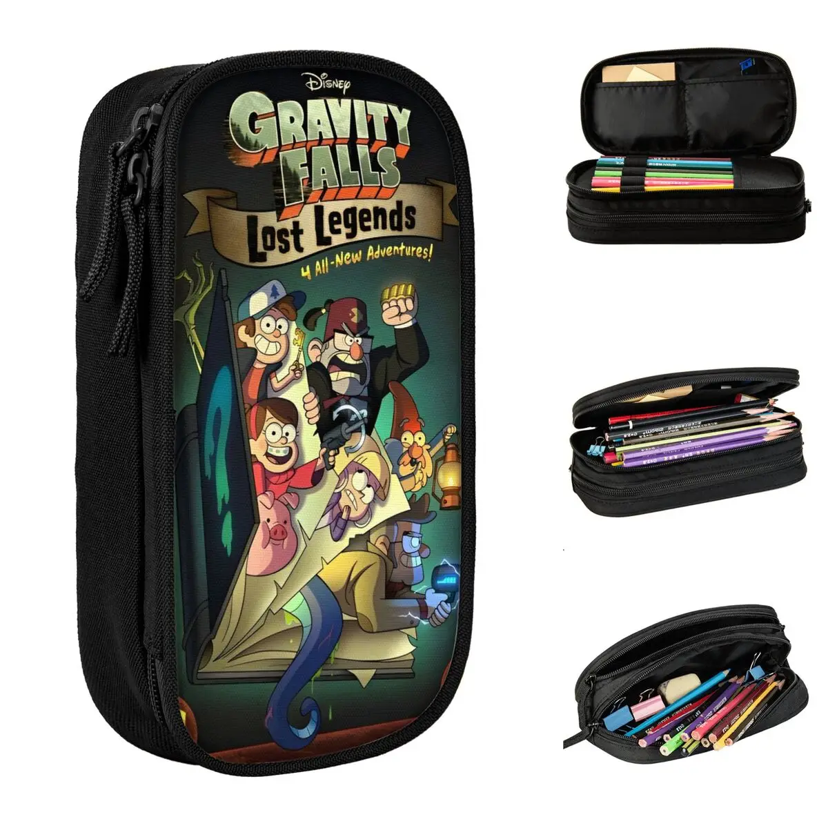 Fun Gravity Falls Poster Pencil Cases Cartoon Anime Pencilcases Pen Holder Student Big Capacity Bag School Zipper Stationery