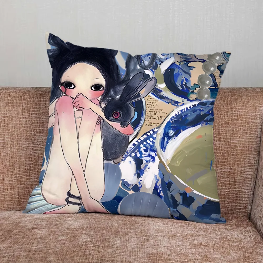 Aya Takano Japanese Painter Pillow Case For Home Bedroom Car Office Decoration Living Room Sofa Cushion Cover Suitable