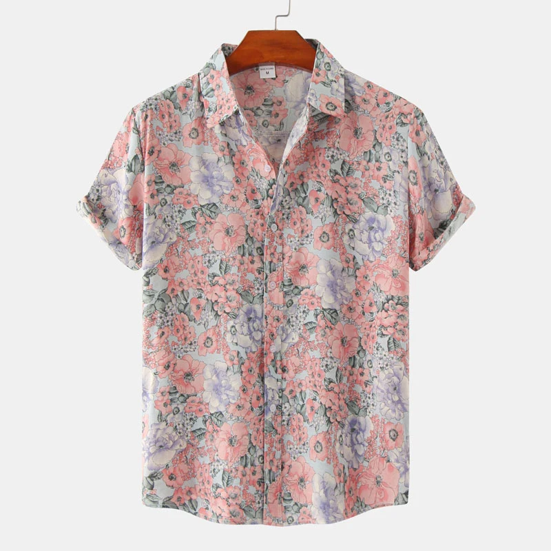 Fashion Flower Men's Hawaiian Shirt Seaside Entertainment Quick Dry Shirt Summer Leisure Short Sleeve Top Men's Holiday Clothing