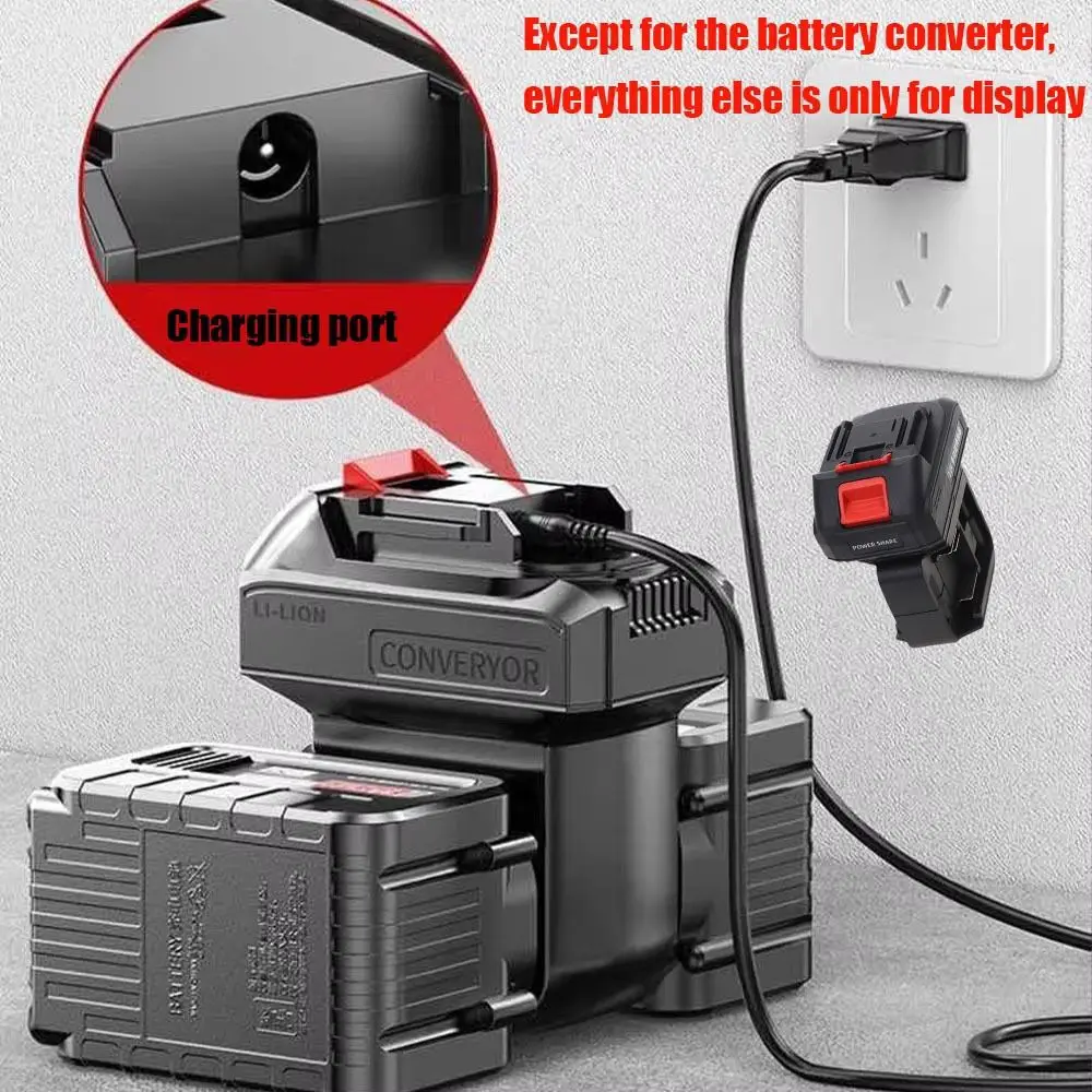 

Plastic Battery Converter Black Battery Adapter Power Tool Battery Adapter Universal One-to-two 2 In 1 Battery Converter
