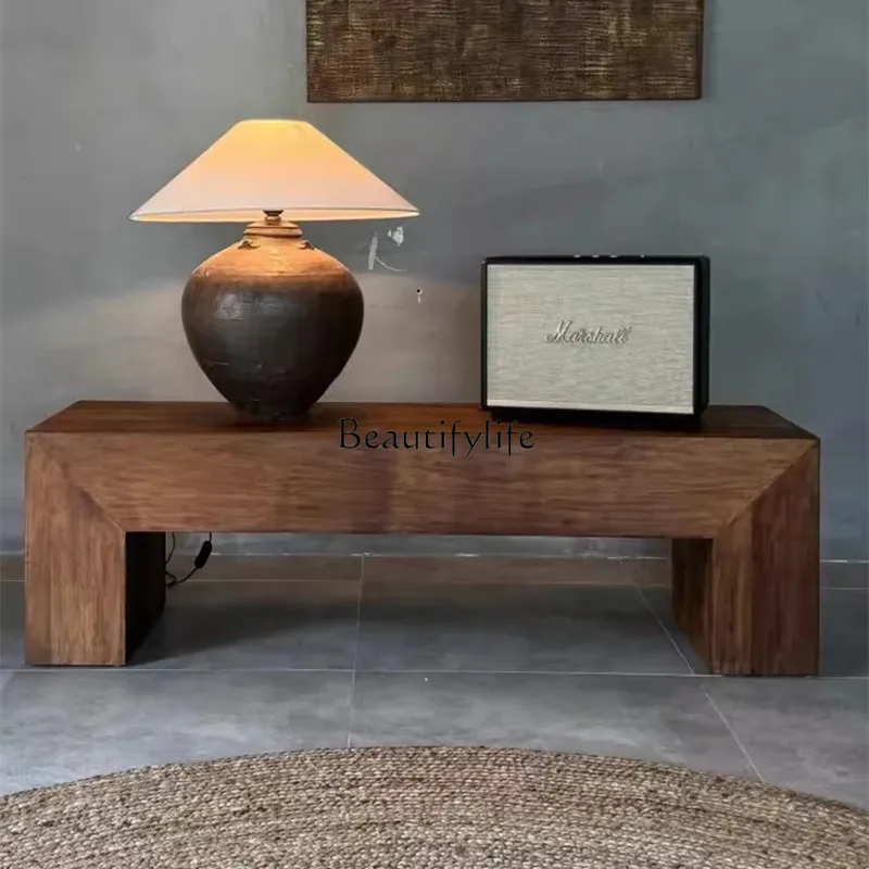 

*Retro log bench B & B hotel old shoe stool multi-function